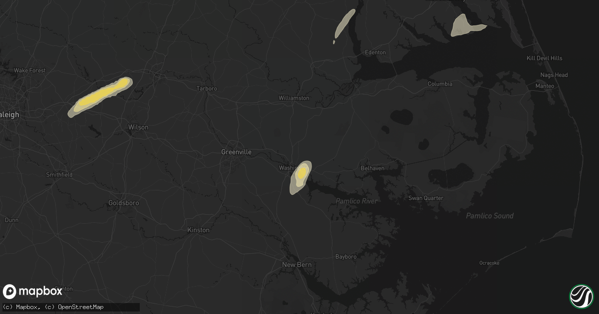 Hail map in Washington, NC on June 23, 2026