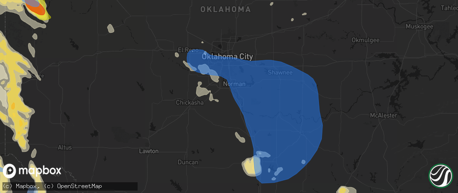 Hail map in Washington, OK on June 23, 2026