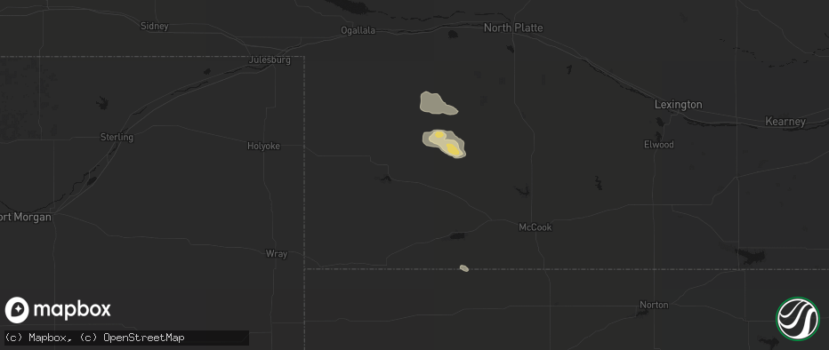 Hail map in Wauneta, NE on June 23, 2026