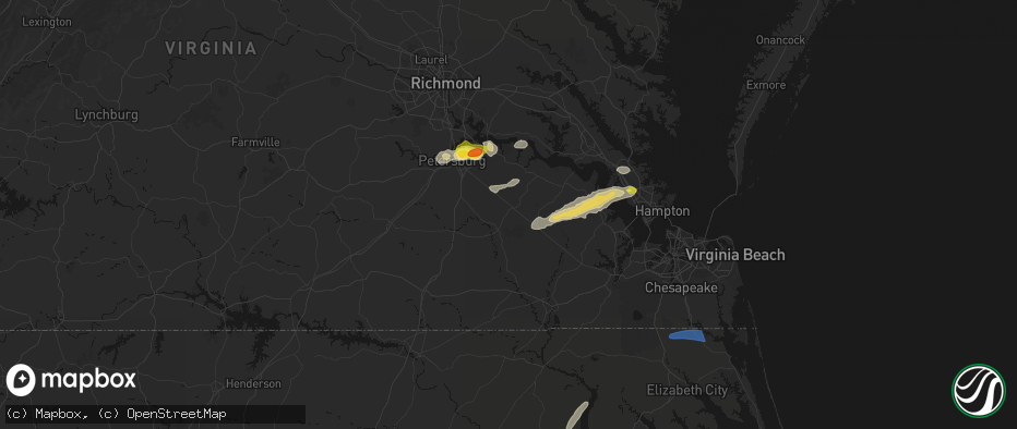 Hail map in Waverly, VA on June 23, 2026
