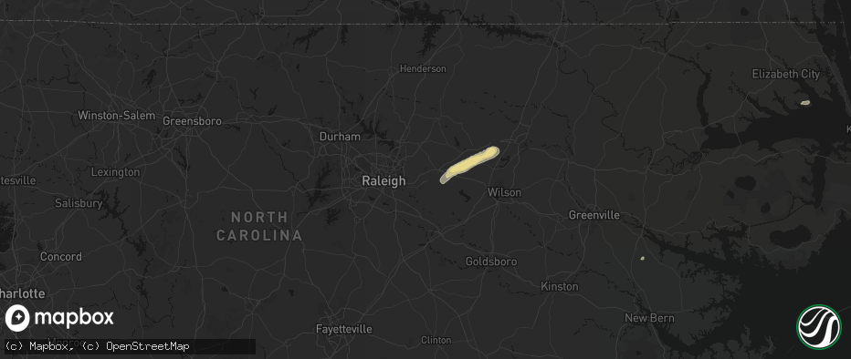 Hail map in Wendell, NC on June 23, 2026