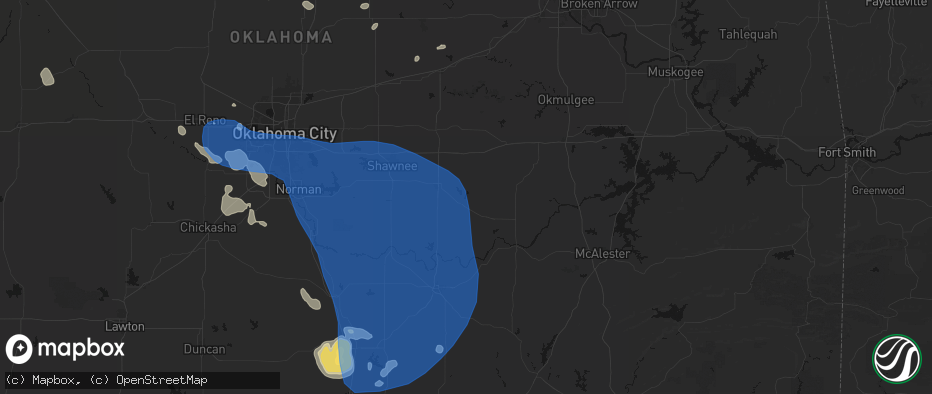 Hail map in Wewoka, OK on June 23, 2026