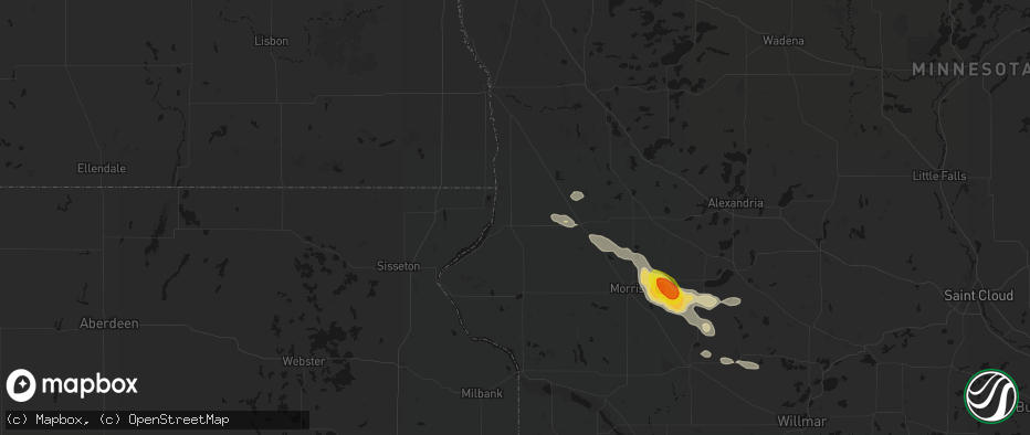 Hail map in Wheaton, MN on June 23, 2026