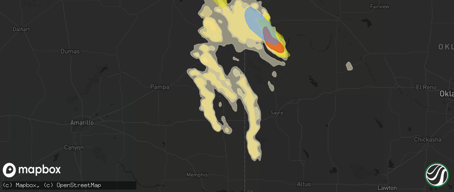 Hail map in Wheeler, TX on June 23, 2026