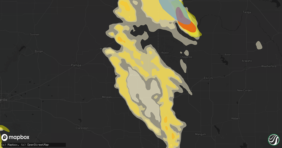 Hail map in Wheeler, TX on June 23, 2026