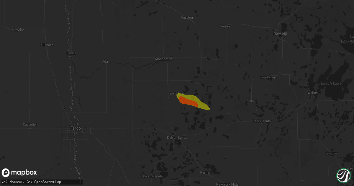 Hail map in White Earth, MN on June 23, 2026
