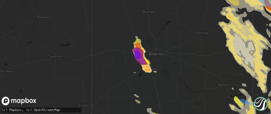 Hail map in Wildorado, TX on June 23, 2026