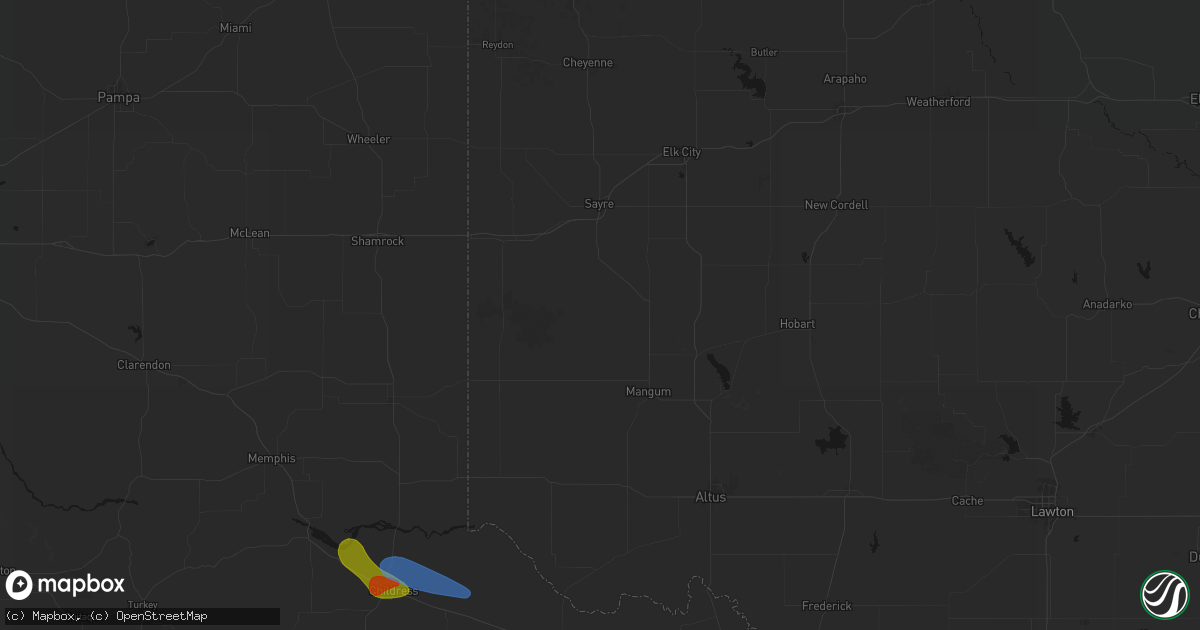 Hail map in Willow, OK on June 23, 2026