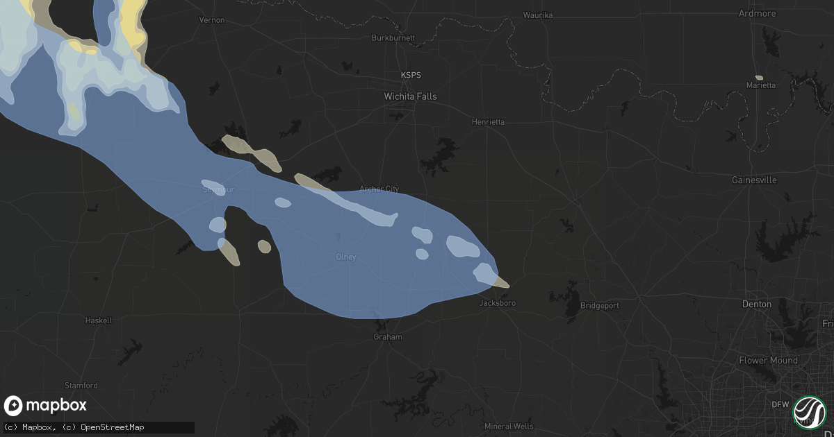 Hail map in Windthorst, TX on June 23, 2026