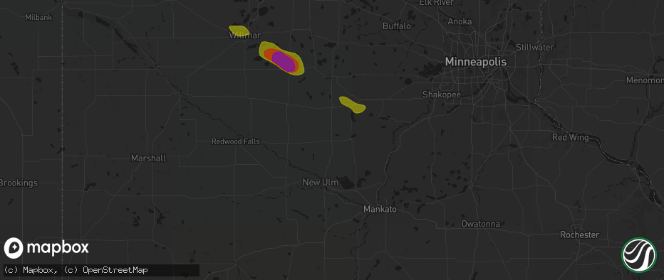 Hail map in Winthrop, MN on June 23, 2026
