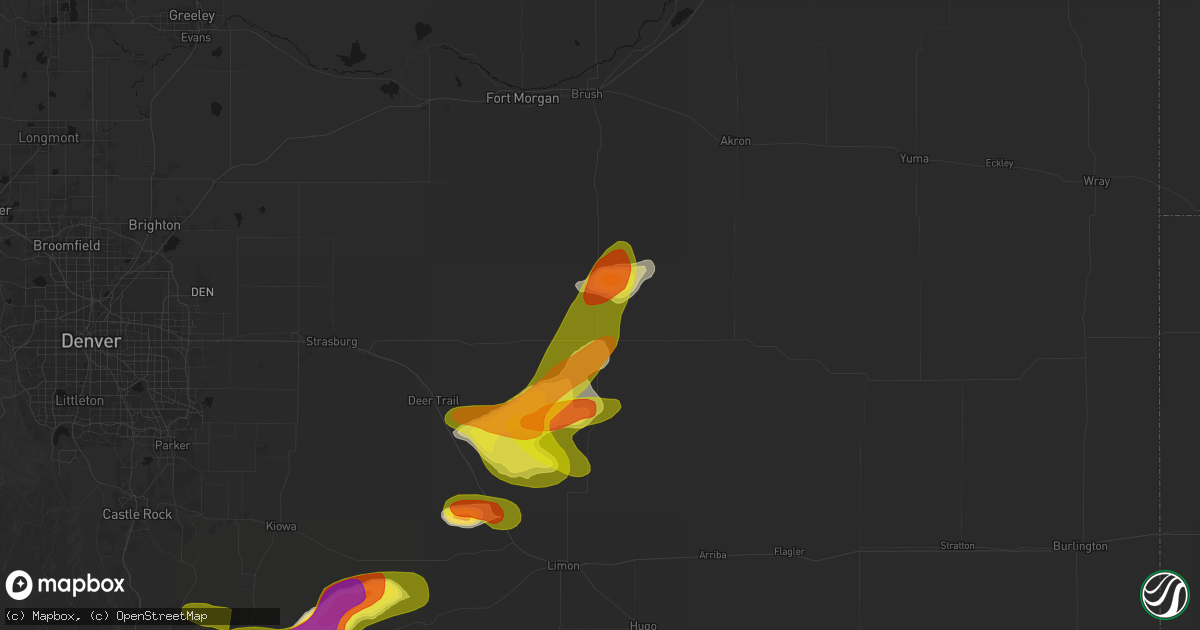 Hail map in Woodrow, CO on June 23, 2026
