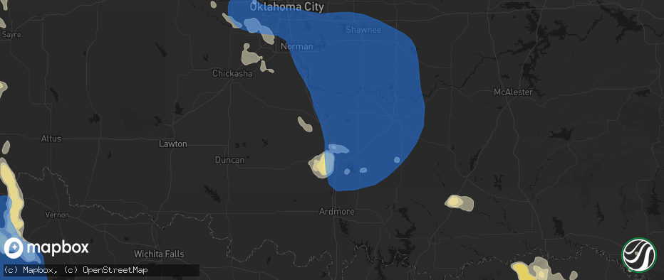 Hail map in Wynnewood, OK on June 23, 2026