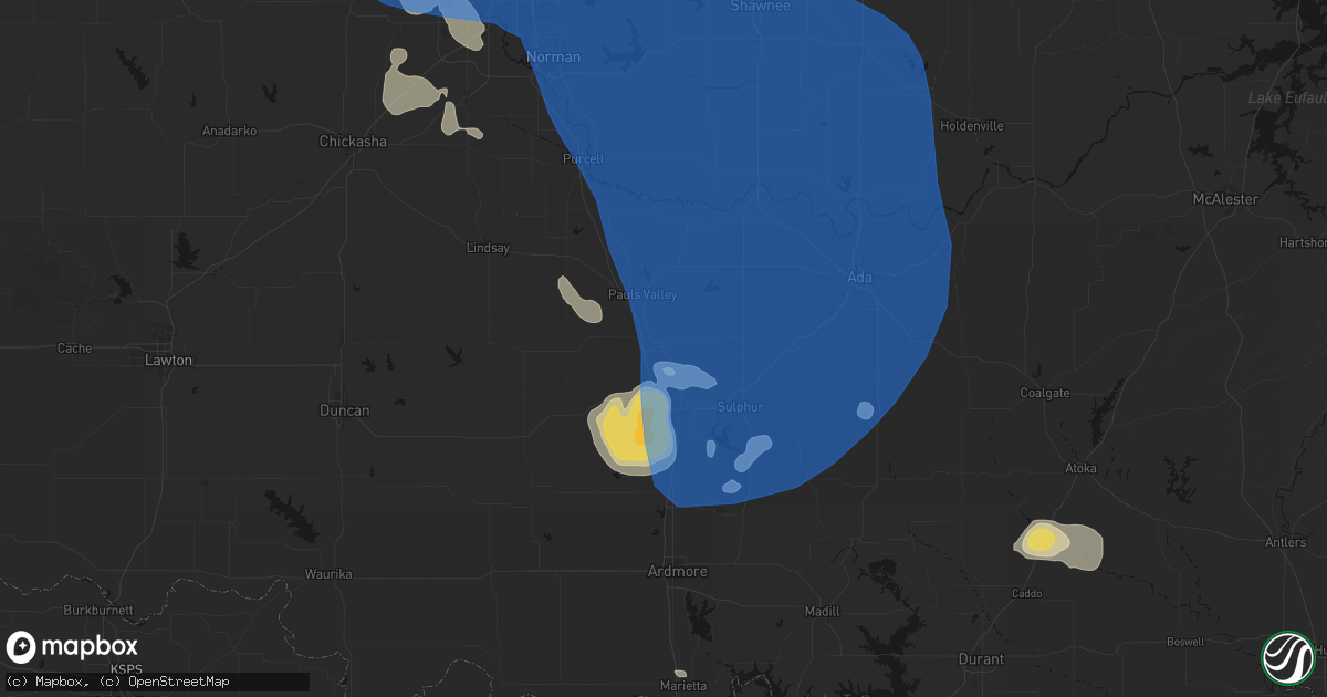 Hail map in Wynnewood, OK on June 23, 2026