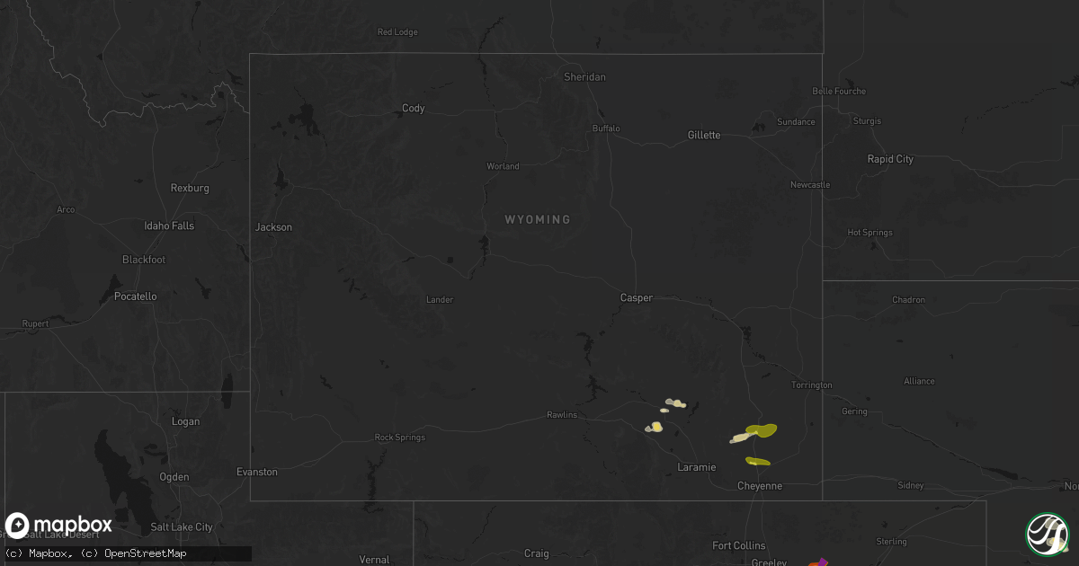 Hail map in Wyoming on June 23, 2026