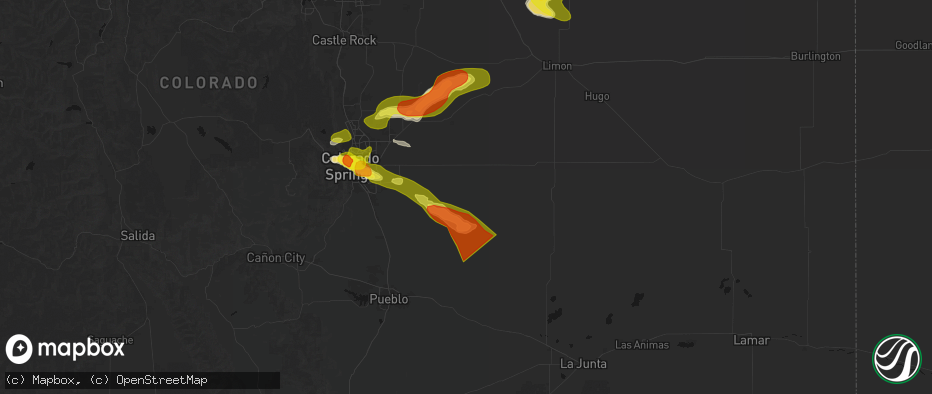 Hail map in Yoder, CO on June 23, 2026