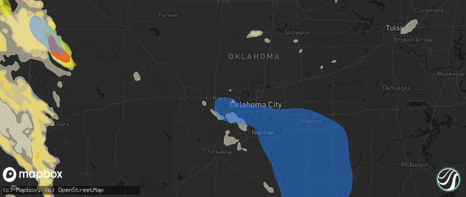 Hail map in Yukon, OK on June 23, 2026