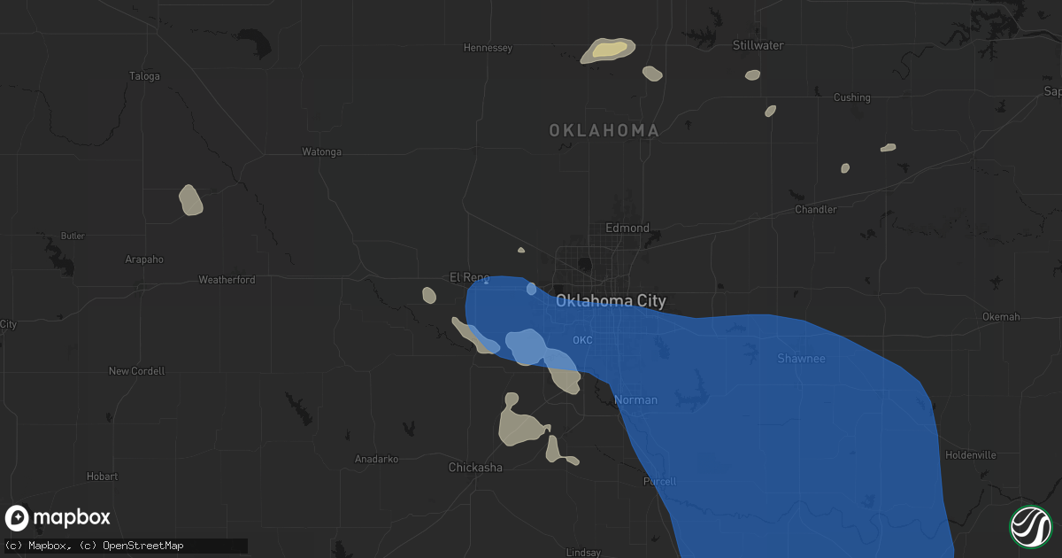 Hail map in Yukon, OK on June 23, 2026