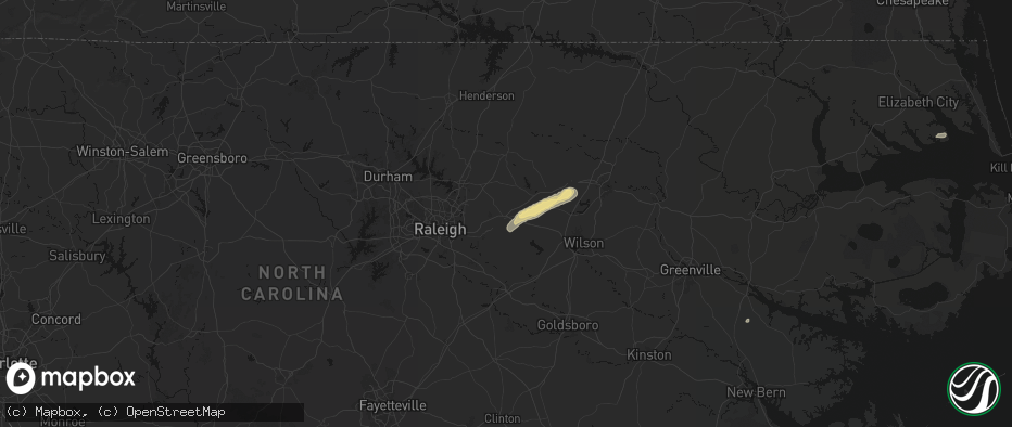 Hail map in Zebulon, NC on June 23, 2026