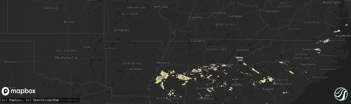 Hail map in Alabama on June 24, 2011