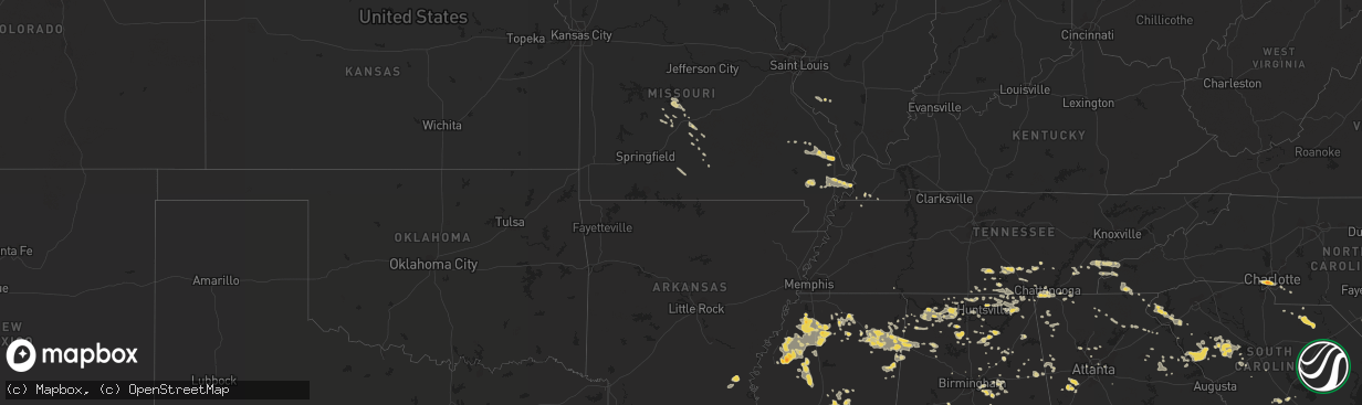 Hail map on June 24, 2011