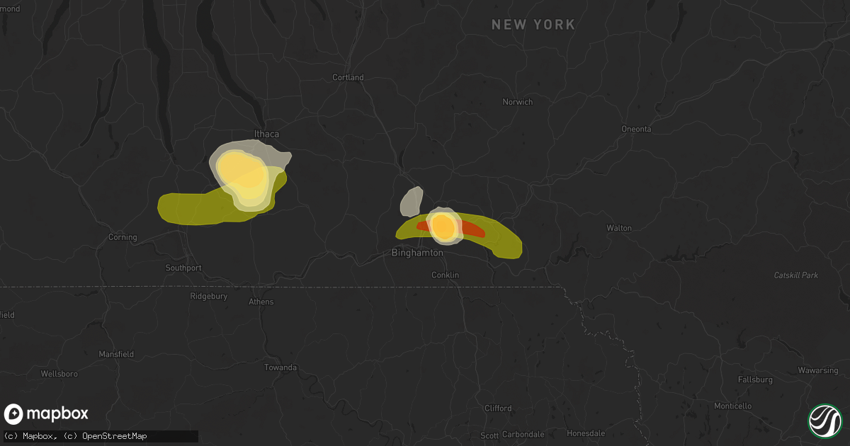 Hail map in Binghamton, NY on June 24, 2013