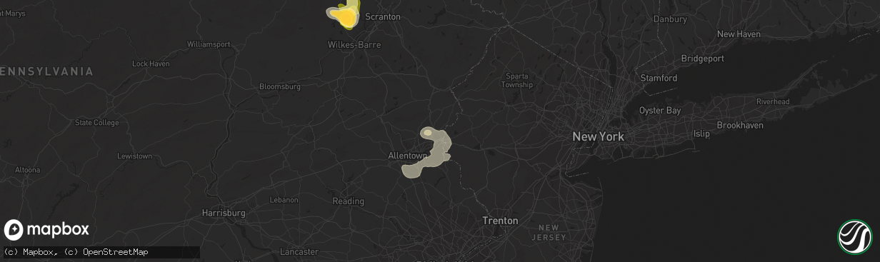 Hail map in Easton, PA on June 24, 2013