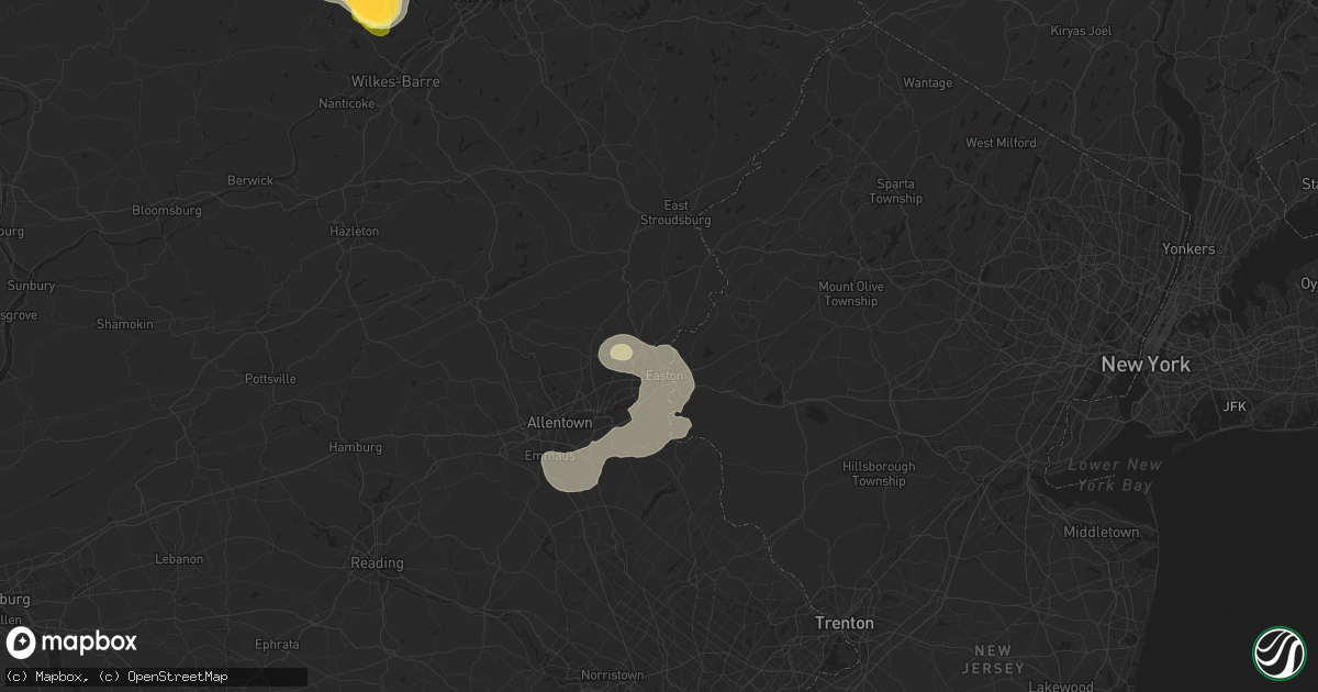 Hail map in Easton, PA on June 24, 2013