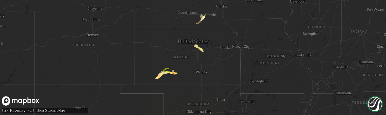 Hail map in Kansas on June 24, 2013