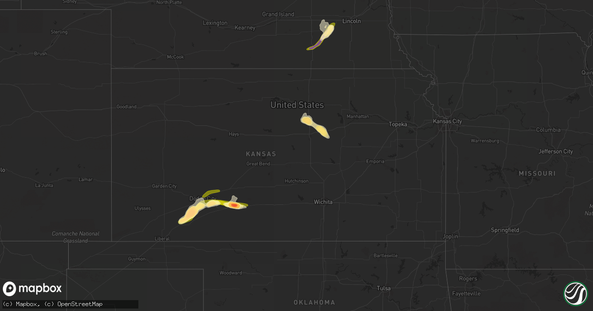 Hail map in Kansas on June 24, 2013