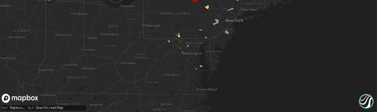 Hail map in Maryland on June 24, 2013