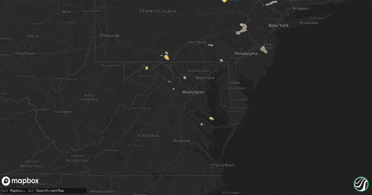 Hail map in Maryland on June 24, 2013