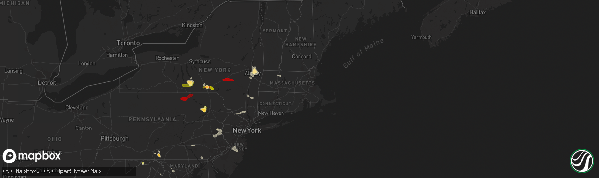 Hail map in Massachusetts on June 24, 2013