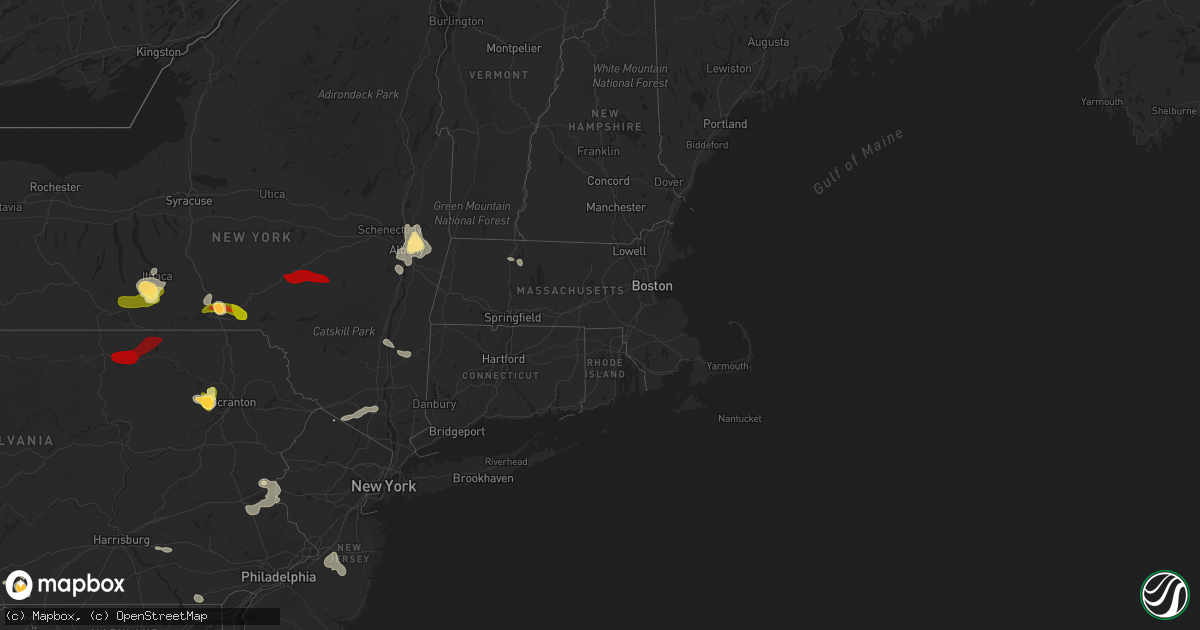 Hail map in Massachusetts on June 24, 2013
