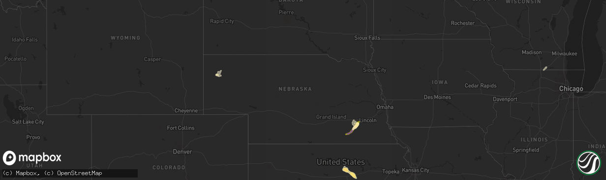 Hail map in Nebraska on June 24, 2013