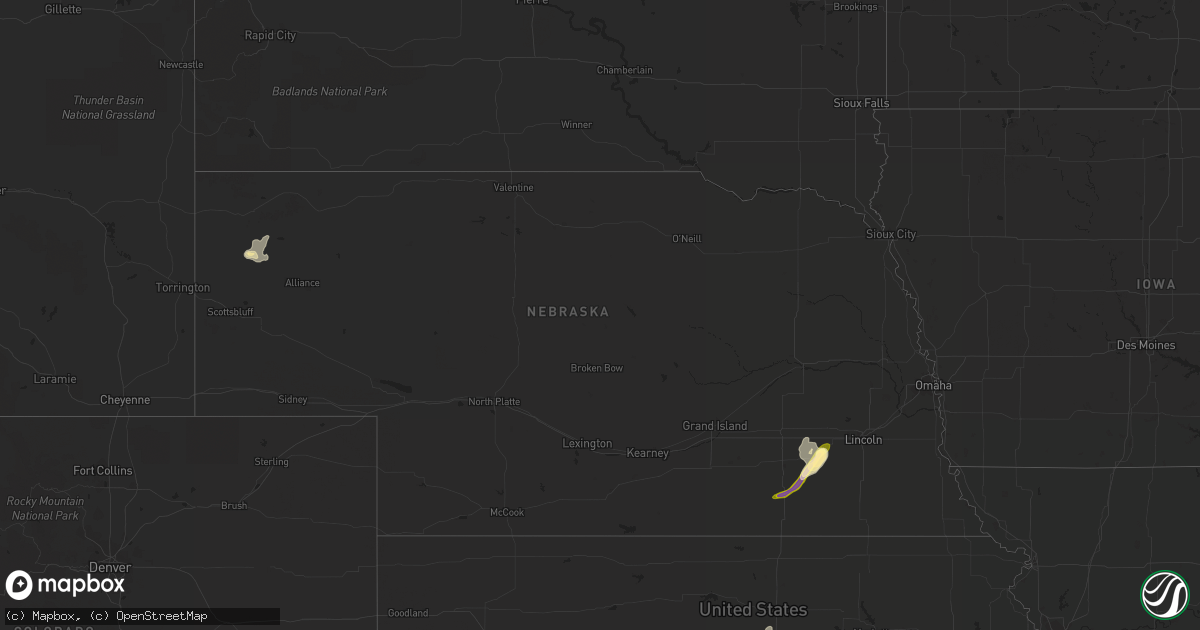 Hail map in Nebraska on June 24, 2013