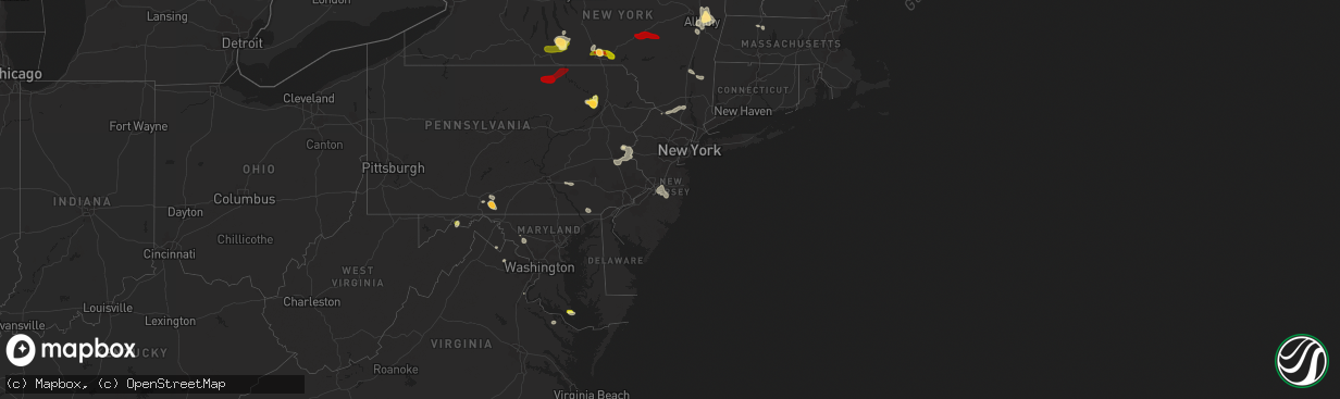 Hail map in New Jersey on June 24, 2013