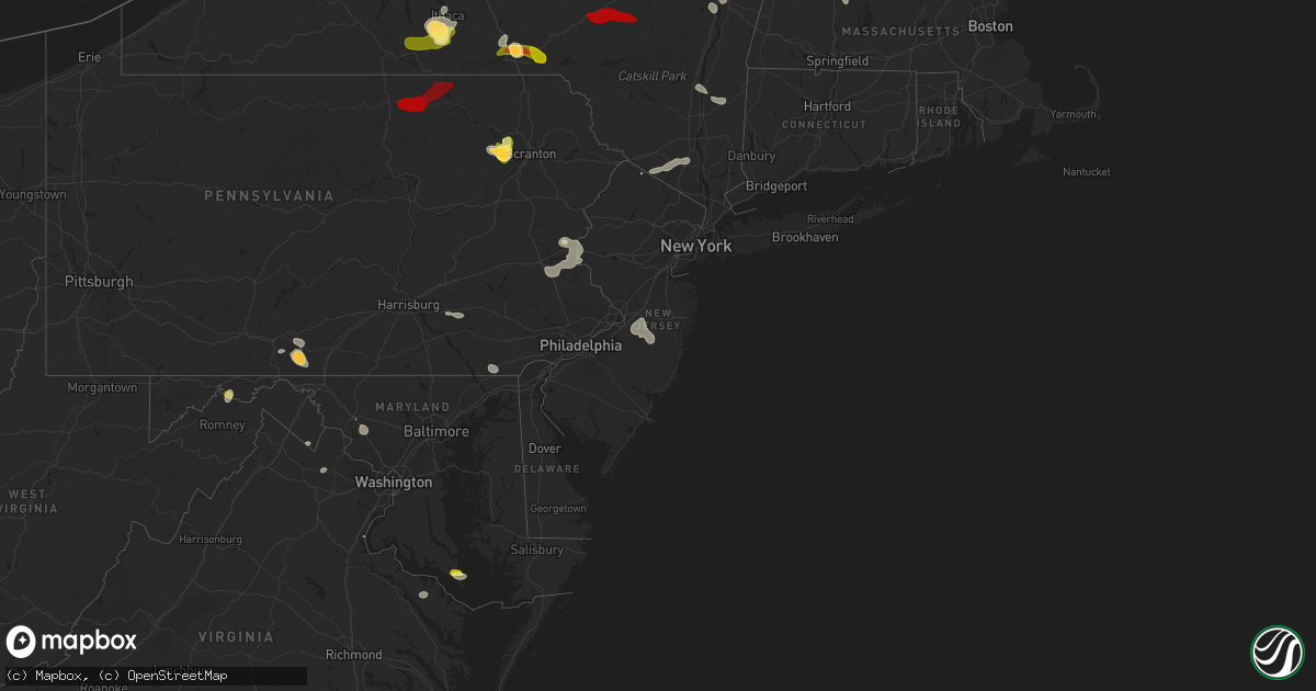 Hail map in New Jersey on June 24, 2013