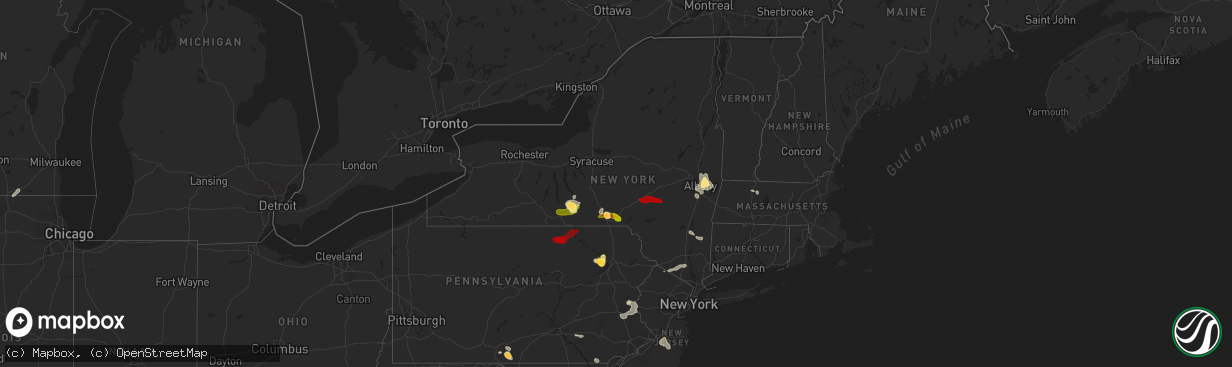 Hail map in New York on June 24, 2013