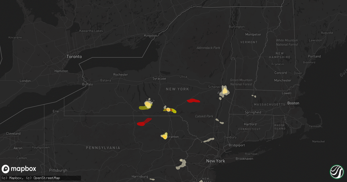 Hail map in New York on June 24, 2013