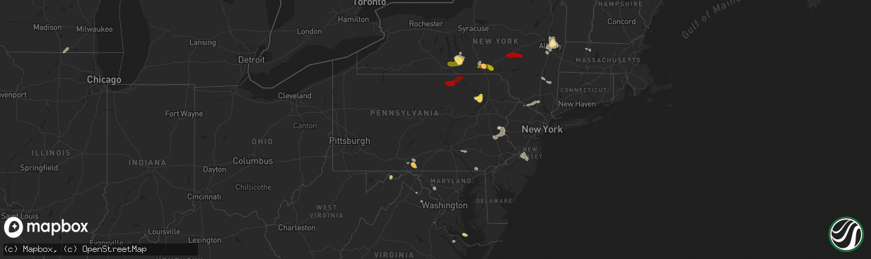 Hail map in Pennsylvania on June 24, 2013