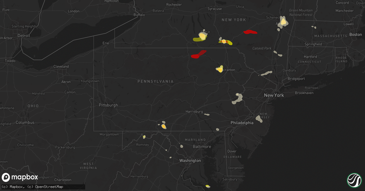 Hail map in Pennsylvania on June 24, 2013