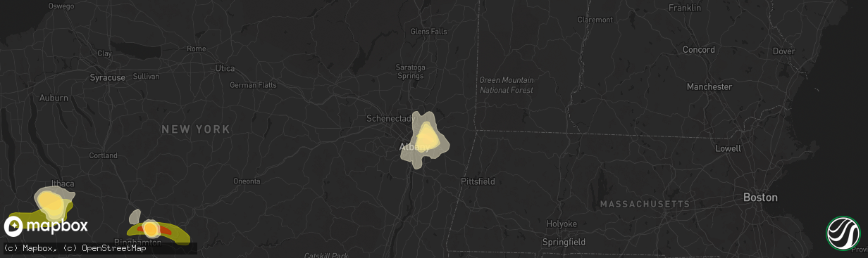 Hail map in Troy, NY on June 24, 2013