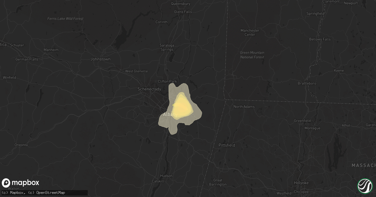 Hail map in Troy, NY on June 24, 2013