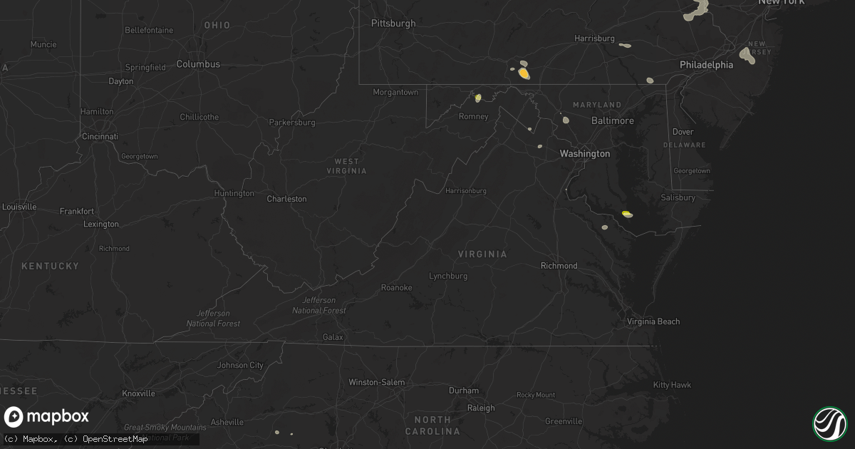 Hail map in Virginia on June 24, 2013