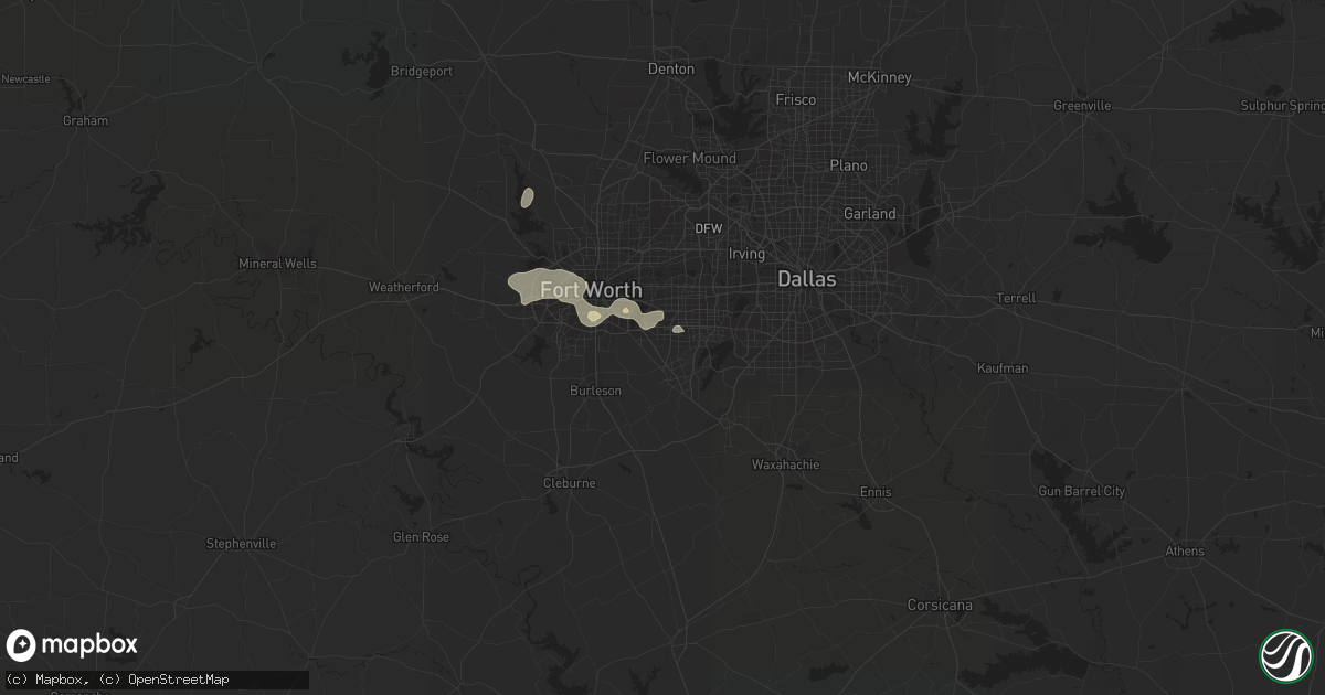 Hail map in Arlington, TX on June 24, 2014