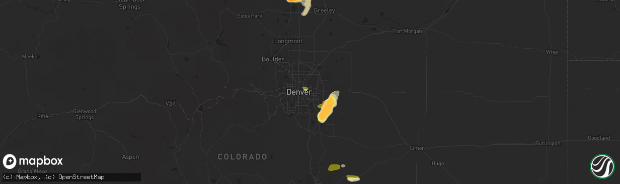 Hail map in Aurora, CO on June 24, 2014