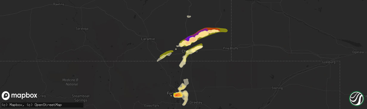 Hail map in Cheyenne, WY on June 24, 2014