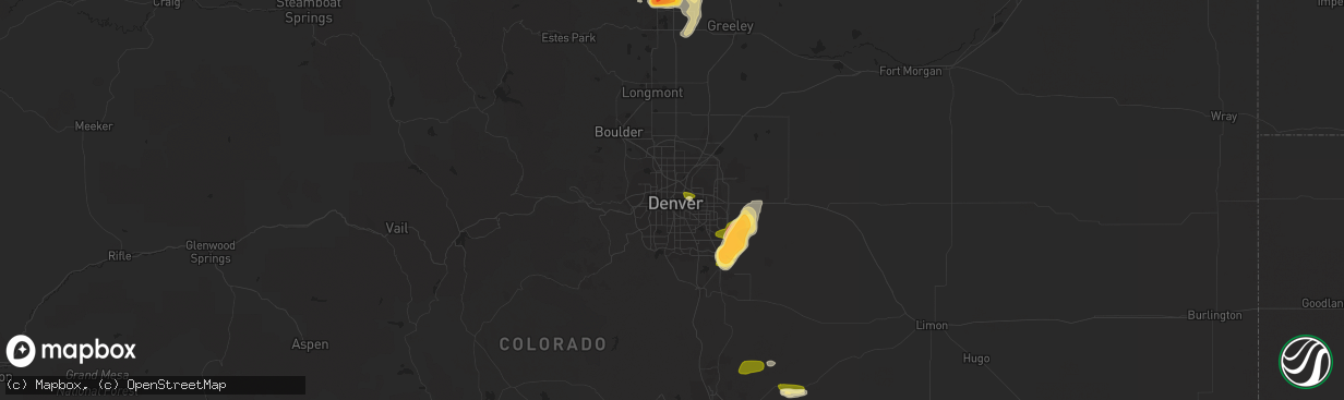 Hail map in Denver, CO on June 24, 2014