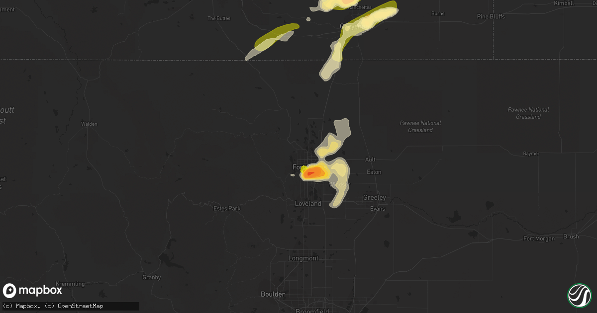 Hail map in Fort Collins, CO on June 24, 2014