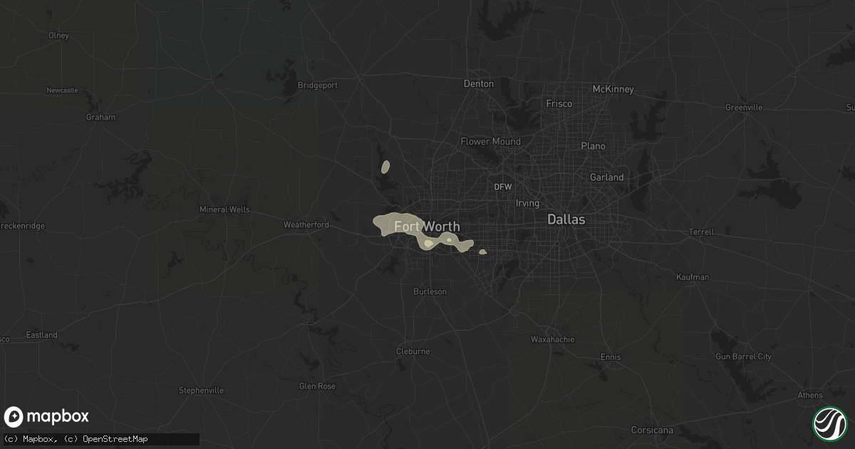 Hail map in Fort Worth, TX on June 24, 2014